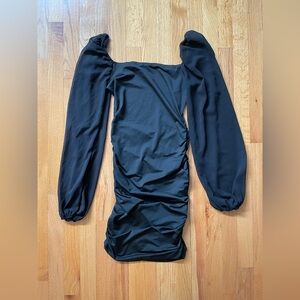 Elegant Black Dress with Puff Sleeves